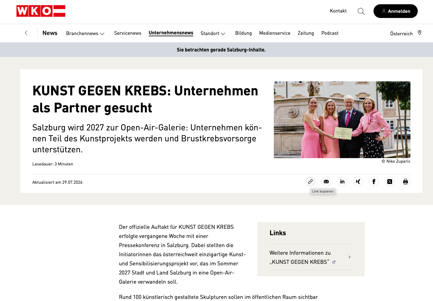 MEDIENBERICHT KUNST GEGEN KREBS